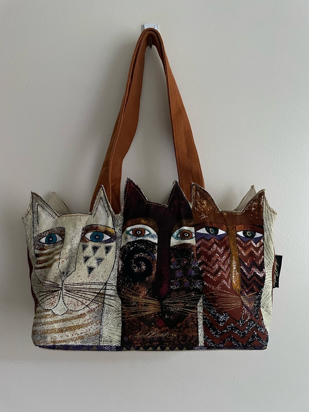 Laurel Burch Three Cats Canvas Tote Bag Sun N Sand